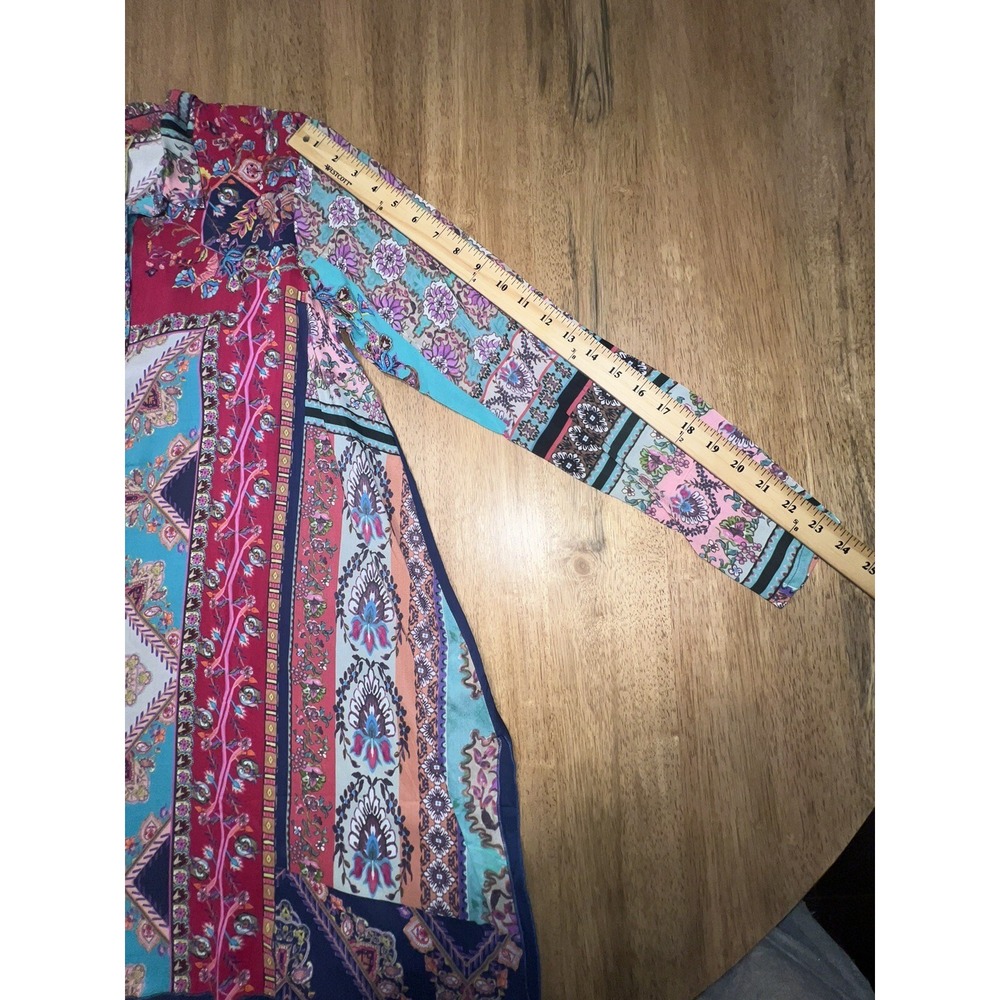 Johnny Was Floral Blouse Meco Scarf Print Tunic Handkerchief Hem Size S Boho NWT - Picture 10 of 16